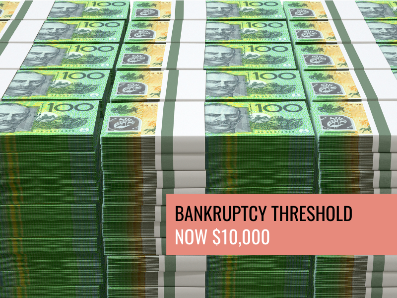 Bankruptcy threshold now $10,000